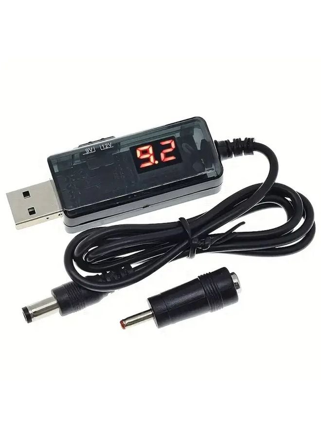 USB Boost Converter 5V to 9V 12V Step Up Cable with LED Display for Charging - Image 2