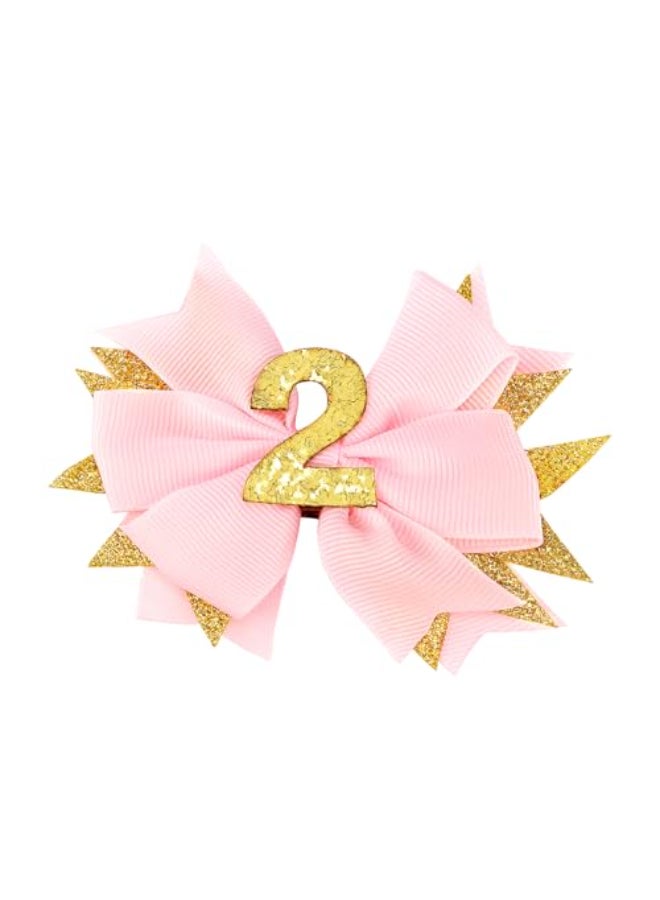 Vovii Sparkling Pink Second Birthday Hair Bow for Baby Girl 2nd Birthday DecorationsCelebration Hair Accessories for Second Girls Party Supplies - Image 1