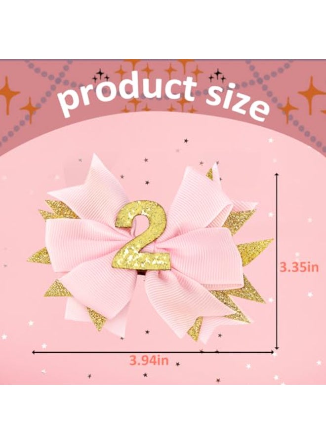Vovii Sparkling Pink Second Birthday Hair Bow for Baby Girl 2nd Birthday DecorationsCelebration Hair Accessories for Second Girls Party Supplies - Image 3