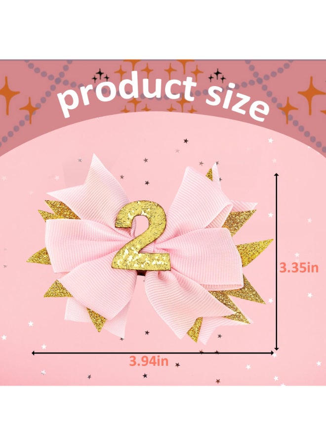 Vovii Sparkling Pink Second Birthday Hair Bow for Baby Girl 2nd Birthday DecorationsCelebration Hair Accessories for Second Girls Party Supplies - Image 4