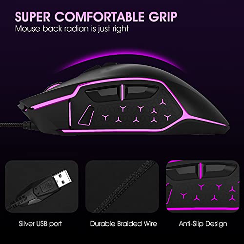 LeadsaiL Gaming Mouse Wired RGB PC Gaming Mice, 7200 DPI, 8 Programmable Buttons, 6 Color Backlight, Ergonomic Optical Computer Mouse for Desktop PC Laptop Gamer & Work - Image 5