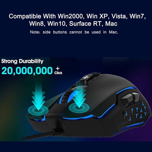 LeadsaiL Gaming Mouse Wired RGB PC Gaming Mice, 7200 DPI, 8 Programmable Buttons, 6 Color Backlight, Ergonomic Optical Computer Mouse for Desktop PC Laptop Gamer & Work - Image 4
