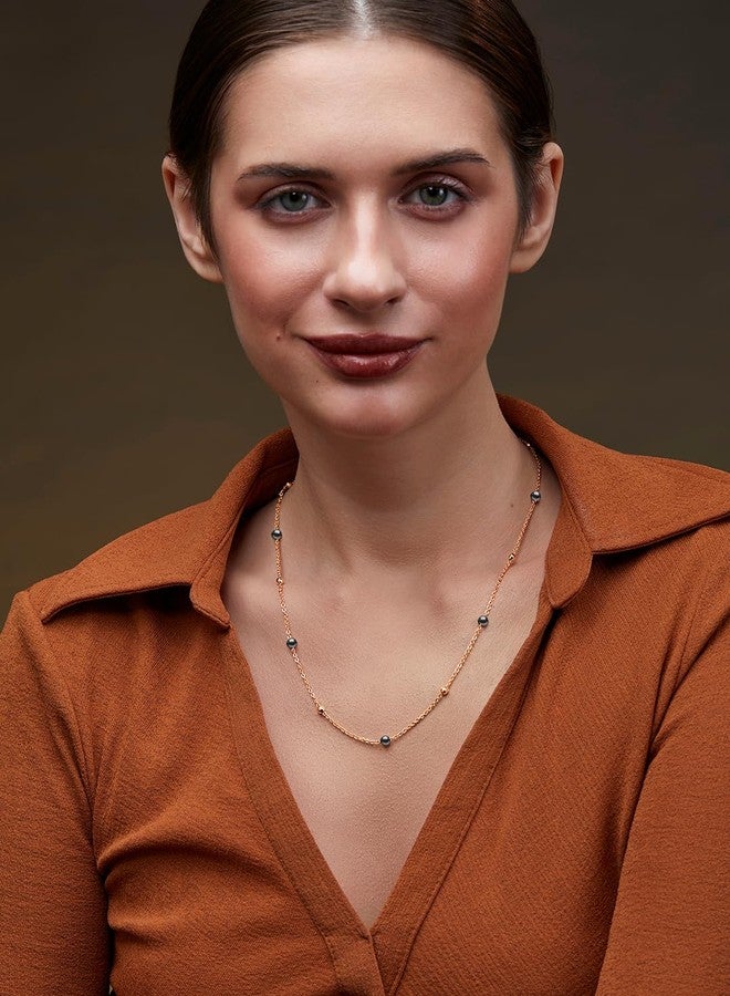 MINUTIAE Gold-Plated Stones-Studded Pendant Necklace With Chain For Women MNT0437GRP_G - Image 4