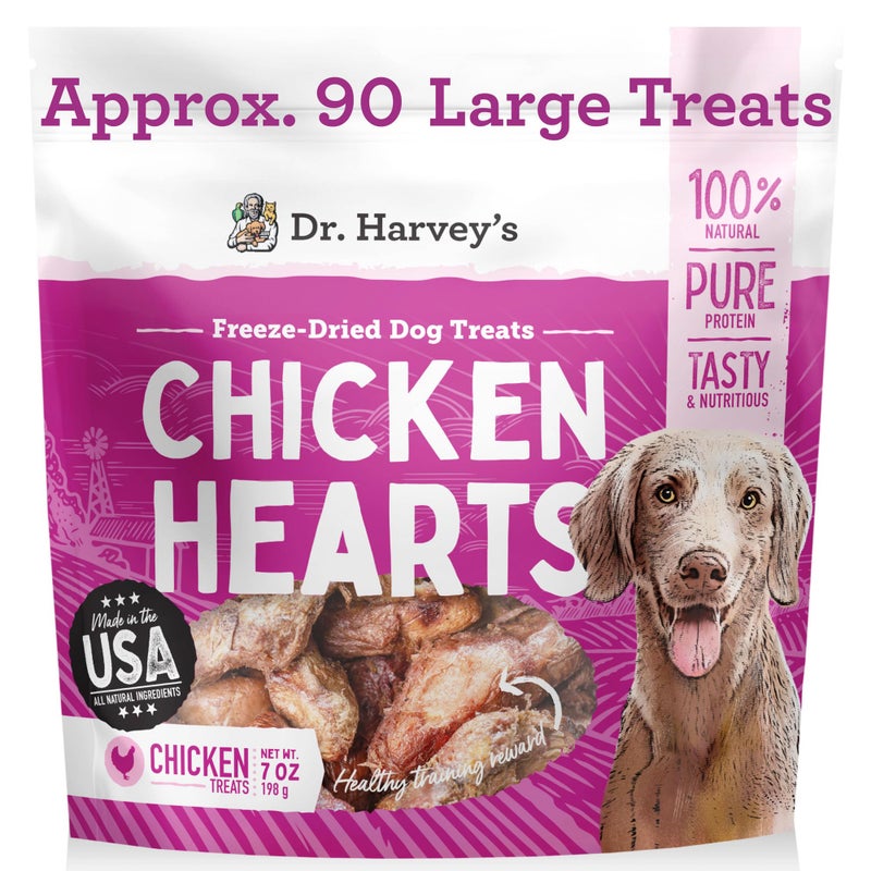 Dr. Harvey's Freeze-Dried Chicken Hearts - Training Dog Treats, Single Ingredient, All-Natural USA Sourced Protein, Allergen-Free - 7 Ounces (Pack of 1) - Image 1