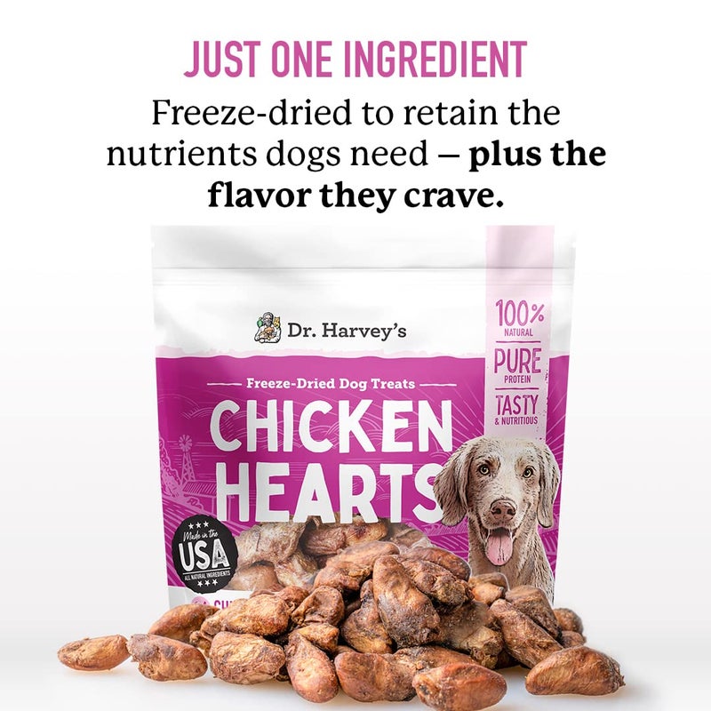 Dr. Harvey's Freeze-Dried Chicken Hearts - Training Dog Treats, Single Ingredient, All-Natural USA Sourced Protein, Allergen-Free - 7 Ounces (Pack of 1) - Image 2
