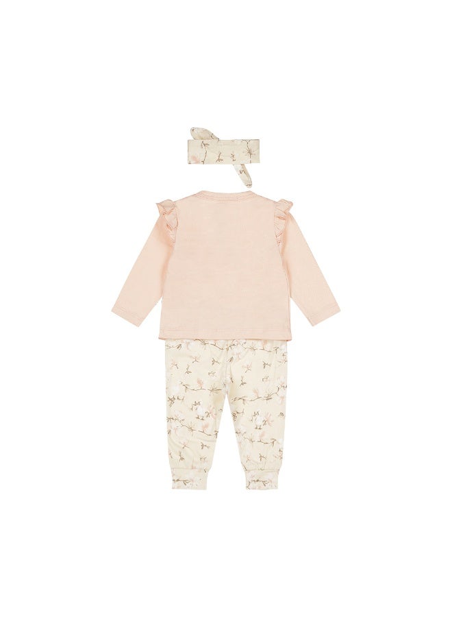 Dirkje girls' baby set shirt trousers hairband light pink - Image 2