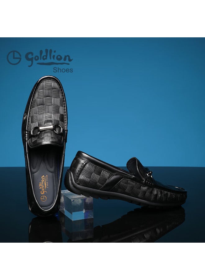 Goldlion Men's Business Casual Loafers Lightweight Comfortable Slip-on Moccasins G550310454aaa - Black - Image 3