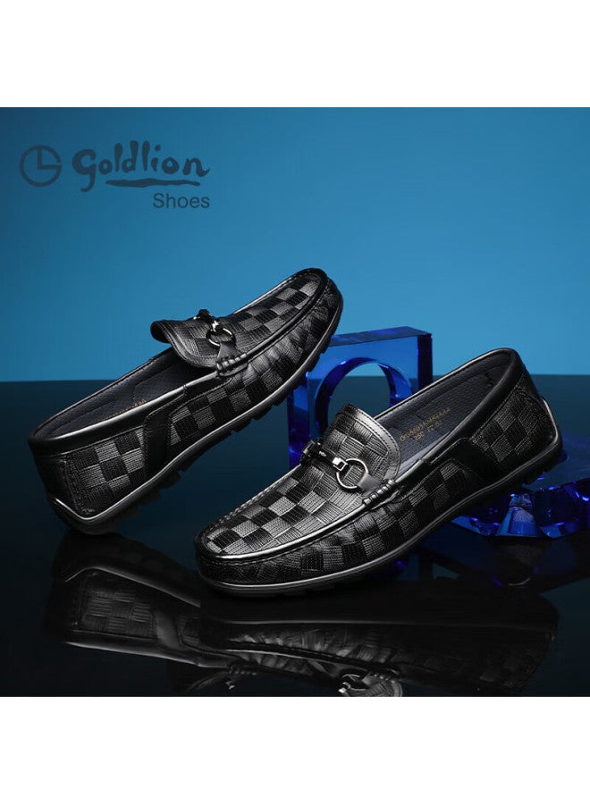 Goldlion Men's Business Casual Loafers Lightweight Comfortable Slip-on Moccasins G550310454aaa - Black - Image 1