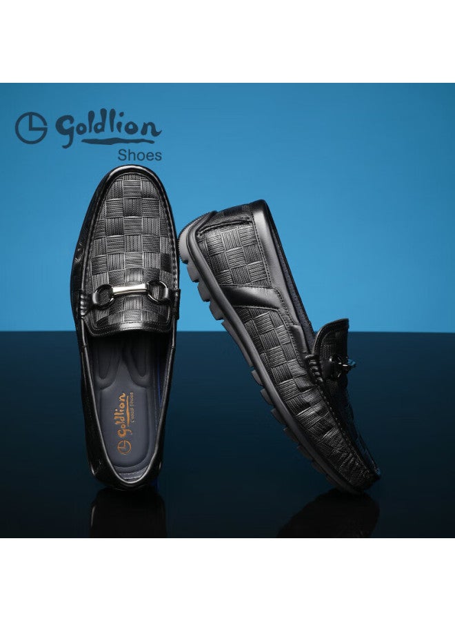 Goldlion Men's Business Casual Loafers Lightweight Comfortable Slip-on Moccasins G550310454aaa - Black - Image 2