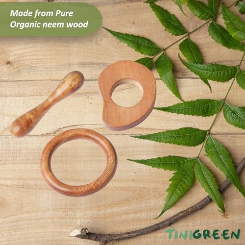 TINIGREEN Mango Ring Dumbbell Shaped Organic Neem Wood Teether for 6 to 12 Months Infant Baby (Mango Ring Dumbbell Shape) - Pack of 3 - Image 3