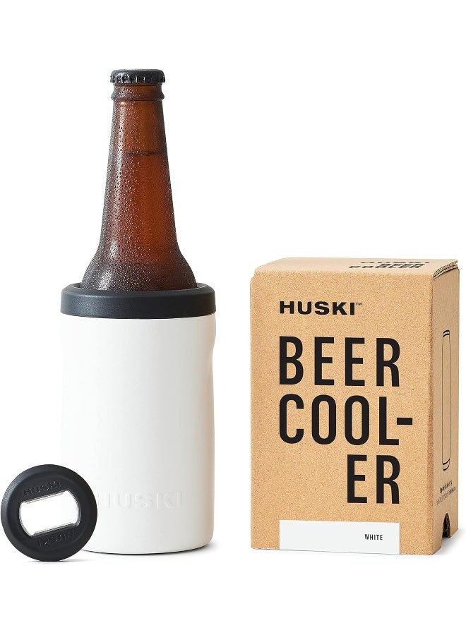 Huski Beer Cooler 2.0 | New | Premium Can and Bottle Holder | Triple Insulated Marine Grade Stainless Steel | Detachable 3-in-1 Opener | Works as a Tumbler | Best Gifts for Beer Lovers (White) - Image 1