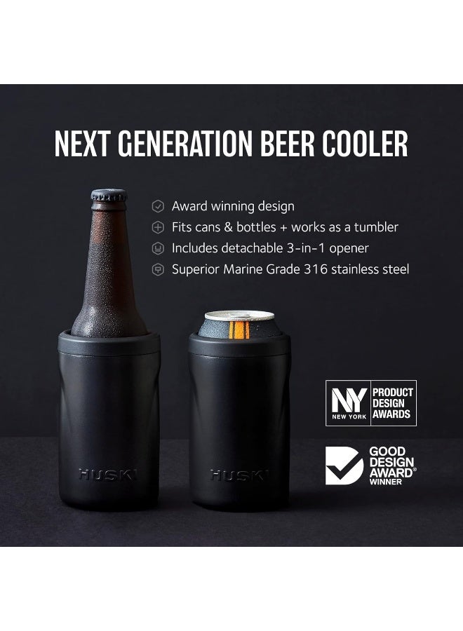 Huski Beer Cooler 2.0 | New | Premium Can and Bottle Holder | Triple Insulated Marine Grade Stainless Steel | Detachable 3-in-1 Opener | Works as a Tumbler | Best Gifts for Beer Lovers (White) - Image 2