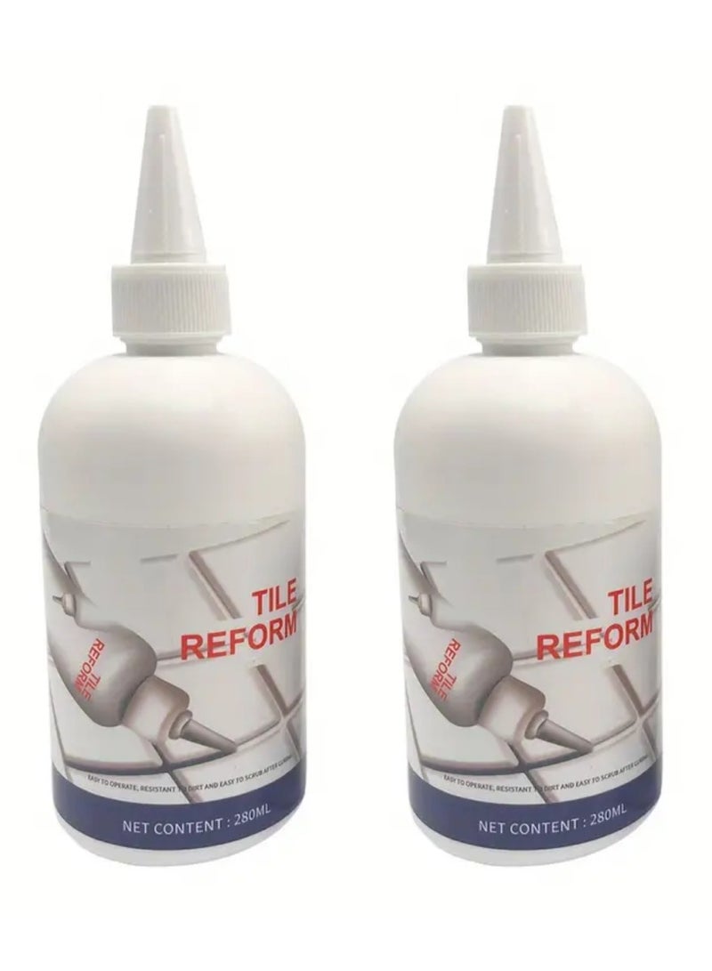 Yuwell 2 Pcs 280ML Tile Gap Refill Agent Tile Reform Coating Mold Cleaner Tile Sealer Repair Glue 280ML Grout Tile Reviver Repair Waterproof Tile Gap Replacement Agent Coating Mold Tile Reform Coating Mold - Image 1