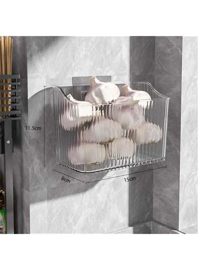 2 Pack Plastic Wall Mount Storage Organizer, Adhesive Clear Cabinet Door Organizer, Bathroom Shelves for Wall,No Drilling Hang Walls for Bathroom, Kitchen, Living Room (Transparent) - Image 5