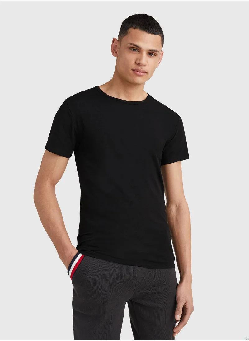 TOMMY HILFIGER Men's 3-Pack Premium Essential Stretch T-Shirts, Black
