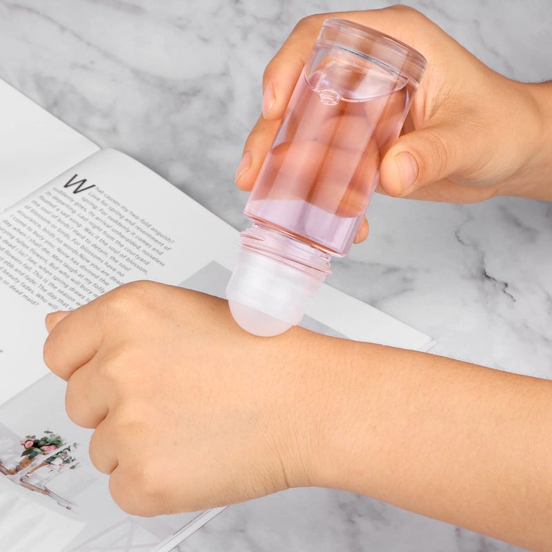 Wresty 4 Pcs 50ml/1.7oz Roll-on Deodorant Bottles Perfume Essential Oil Roller Bottles DIY Travel Deodorant Container With Plastic Roller Ball&Clear Cap - Image 3