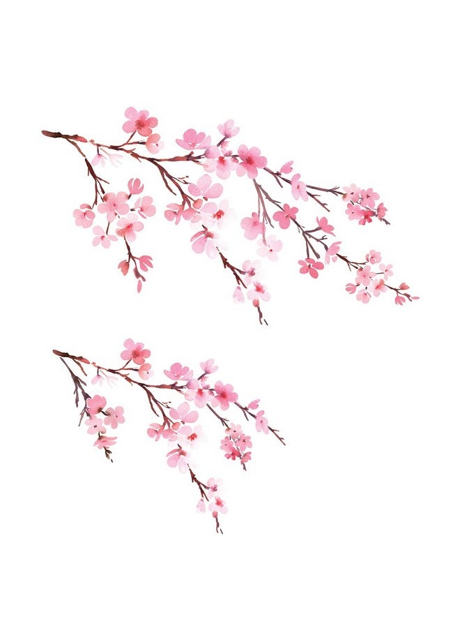 Decowall ملصقات حائط زهور الكرز بالألوان المائية للأطفال Dwl1903 ملصقات حائط قابلة للإزالة واللصق لتزيين غرفة الأطفال وغرفة النوم وغرفة المعيشة - Image 1