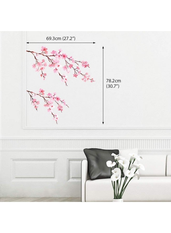 Decowall ملصقات حائط زهور الكرز بالألوان المائية للأطفال Dwl1903 ملصقات حائط قابلة للإزالة واللصق لتزيين غرفة الأطفال وغرفة النوم وغرفة المعيشة - Image 4
