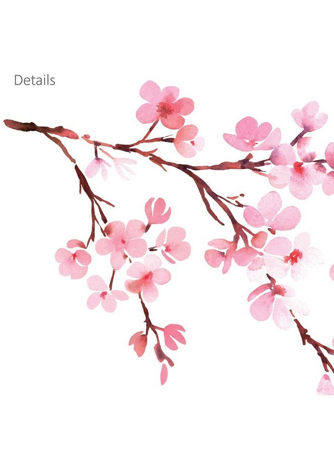Decowall ملصقات حائط زهور الكرز بالألوان المائية للأطفال Dwl1903 ملصقات حائط قابلة للإزالة واللصق لتزيين غرفة الأطفال وغرفة النوم وغرفة المعيشة - Image 5