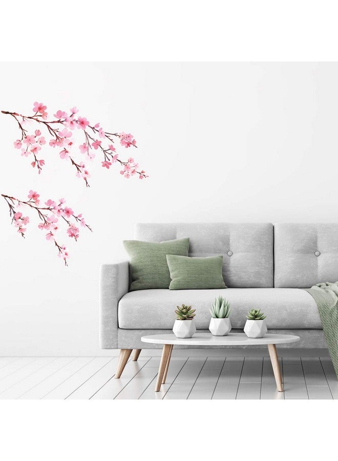 Decowall ملصقات حائط زهور الكرز بالألوان المائية للأطفال Dwl1903 ملصقات حائط قابلة للإزالة واللصق لتزيين غرفة الأطفال وغرفة النوم وغرفة المعيشة - Image 3