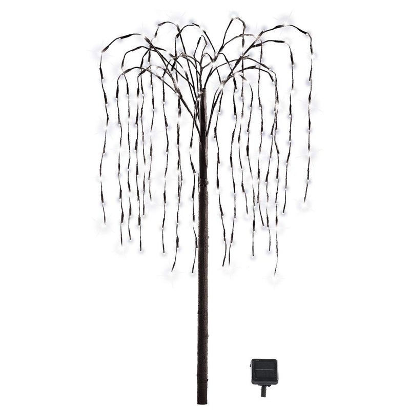 Collections Etc LED Solar Willow Tree Outdoor Solar Tree with Colorful SolarPowered Lights with Adjustable Branches White Lights