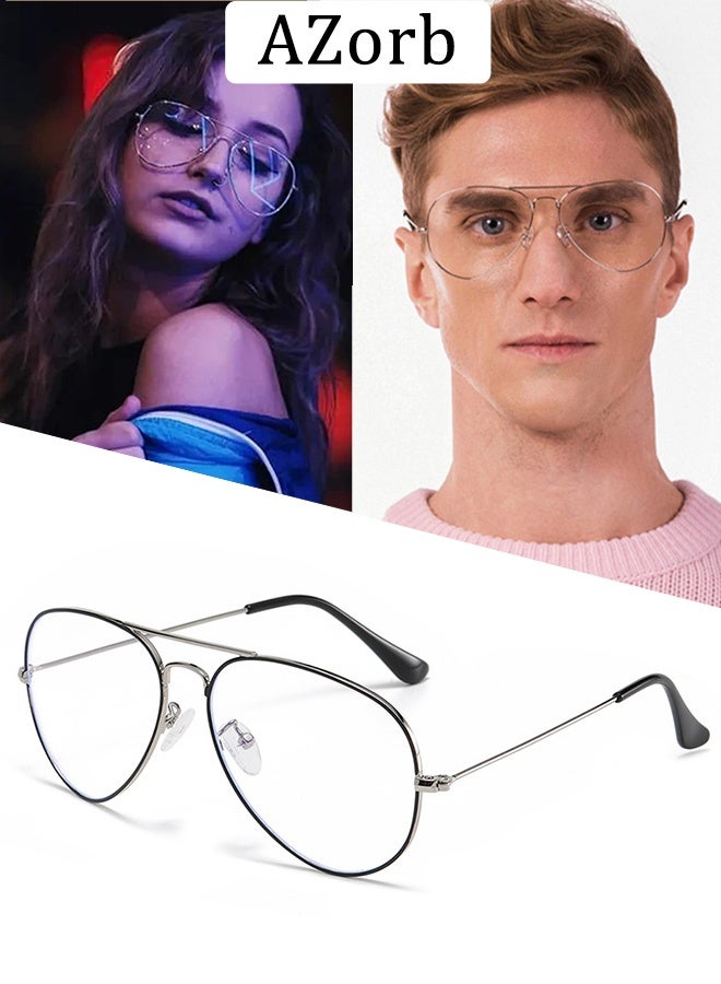 AZorb Blue Light Glasses for Men Women Metal Aviator Frame Reading Gaming Glasses Anti Blue Light Blocking Clear Lens UV Phone Computer Anti Fatigue Eyeglasses - Image 1