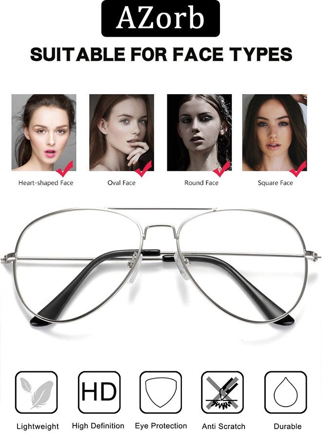 AZorb Blue Light Glasses for Men Women Metal Aviator Frame Reading Gaming Glasses Anti Blue Light Blocking Clear Lens UV Phone Computer Anti Fatigue Eyeglasses - Image 4