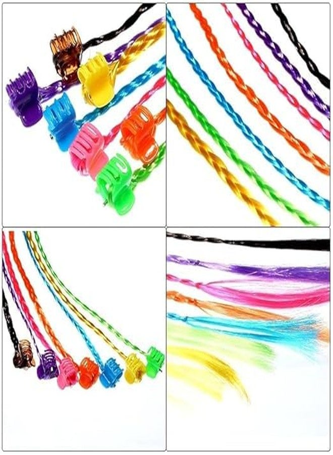 WEXUS Hair Extensions For Women Colourful Kid Hair Stylish Claw Clips Trendy Hair Streaks Braided kids Hair extensions with Clip Hair Strips For Girls Children Straight Colorful Extension, 12PC. - Image 2