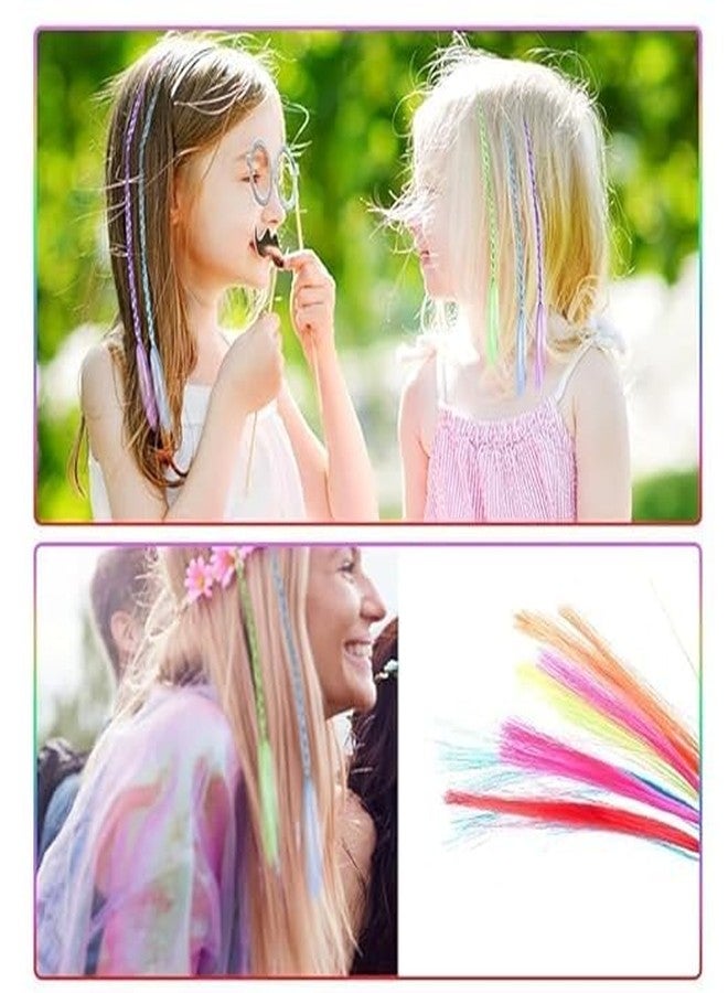 WEXUS Hair Extensions For Women Colourful Kid Hair Stylish Claw Clips Trendy Hair Streaks Braided kids Hair extensions with Clip Hair Strips For Girls Children Straight Colorful Extension, 12PC. - Image 5