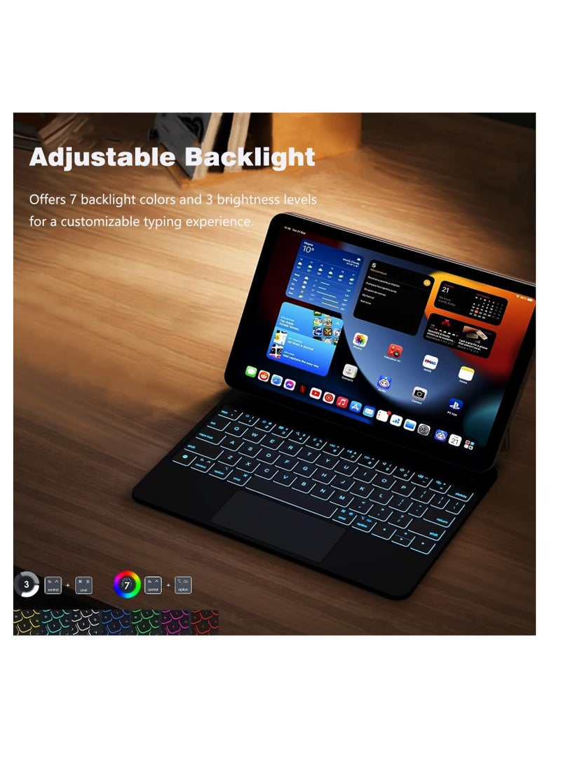 T I G O - Magic Arabic and English Keyboard for iPad Pro 11 Inch (M4) 2024, Keyboard Case for iPad Pro 11 M4, Wireless Keyboard with Magic Stand, Multi-Touch Trackpad, Backlit Keys Black - Image 1