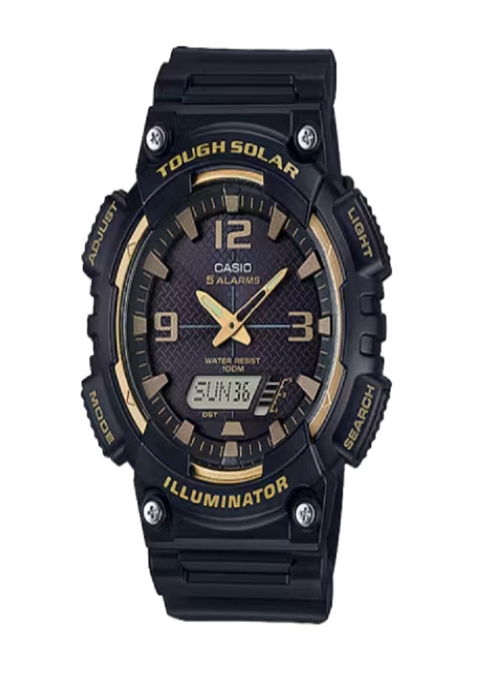 كاسيو ساعة كاسيو الرياضية الرجالية تاف سولار التناظرية الرقمية مع إضاءة LED ومقاومة للماء حتى عمق 100 متر والتوقيت العالمي