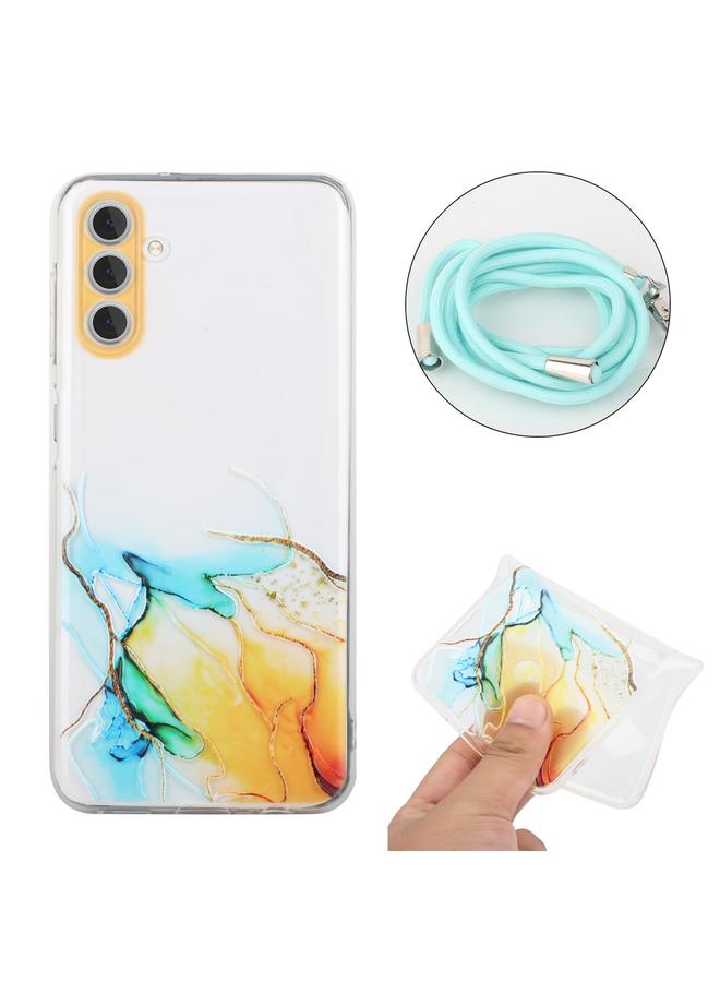 S-TOP Case For Samsung Galaxy S23+ 5G Hollow Marble Pattern TPU Shockproof Phone Case with Neck Strap Rope - Image 2