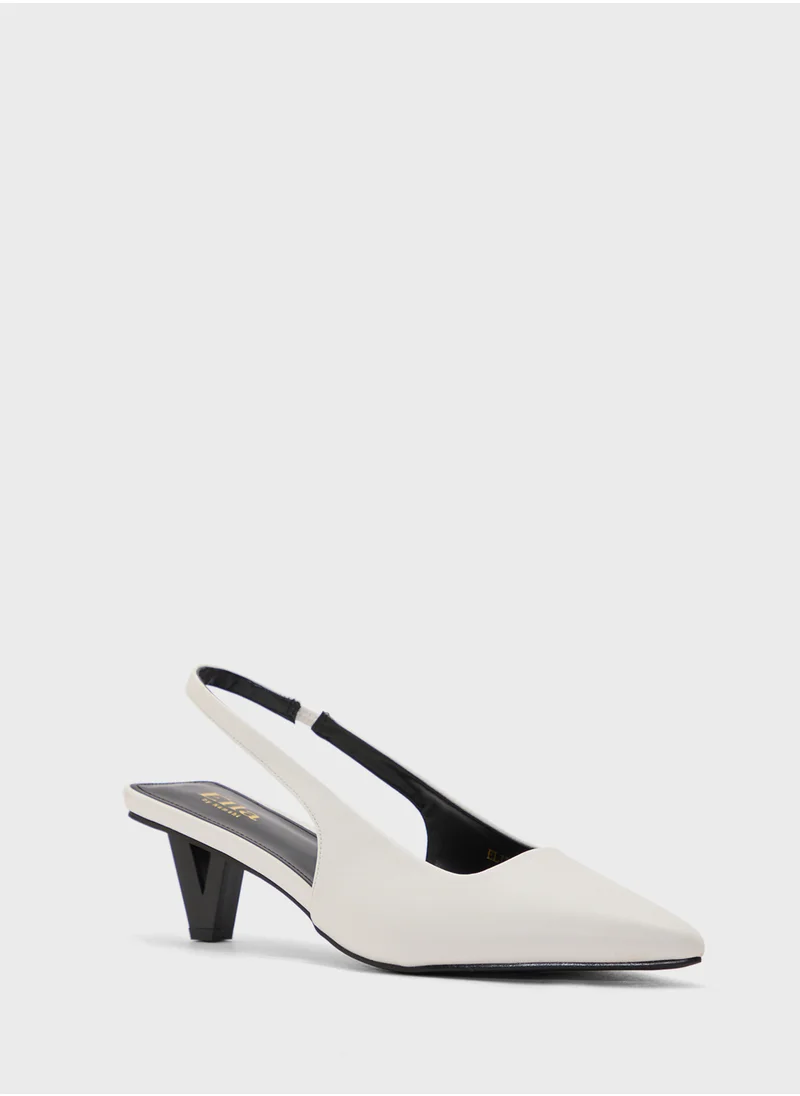 ايلا Interest Heel Pointy Sling Back Pump