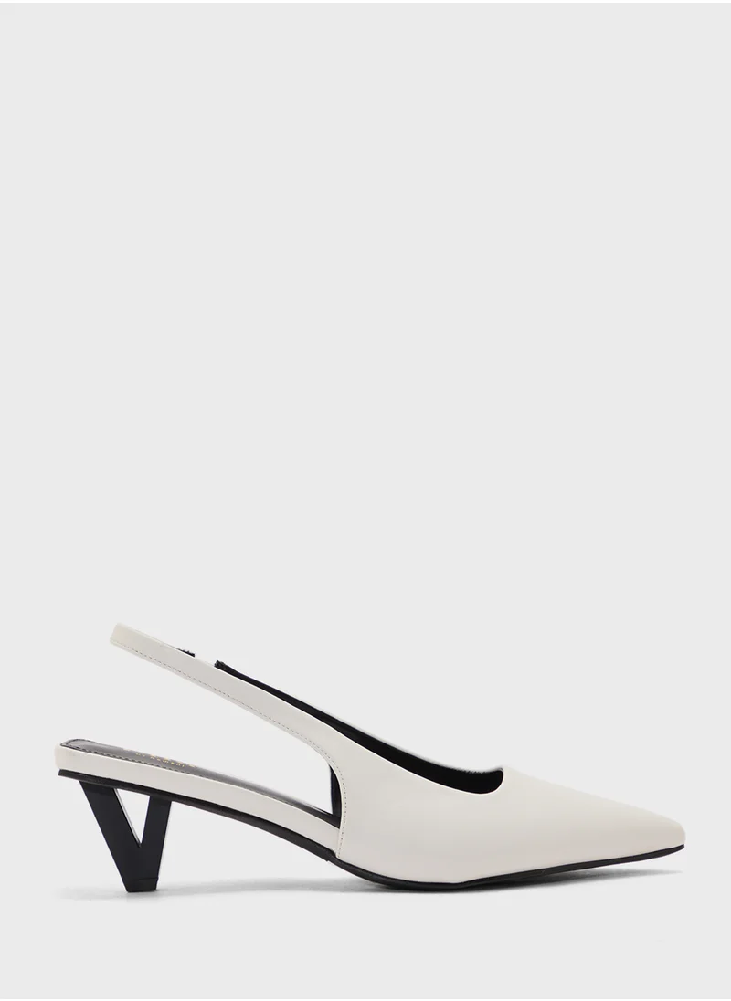 ELLA Interest Heel Pointy Sling Back Pump