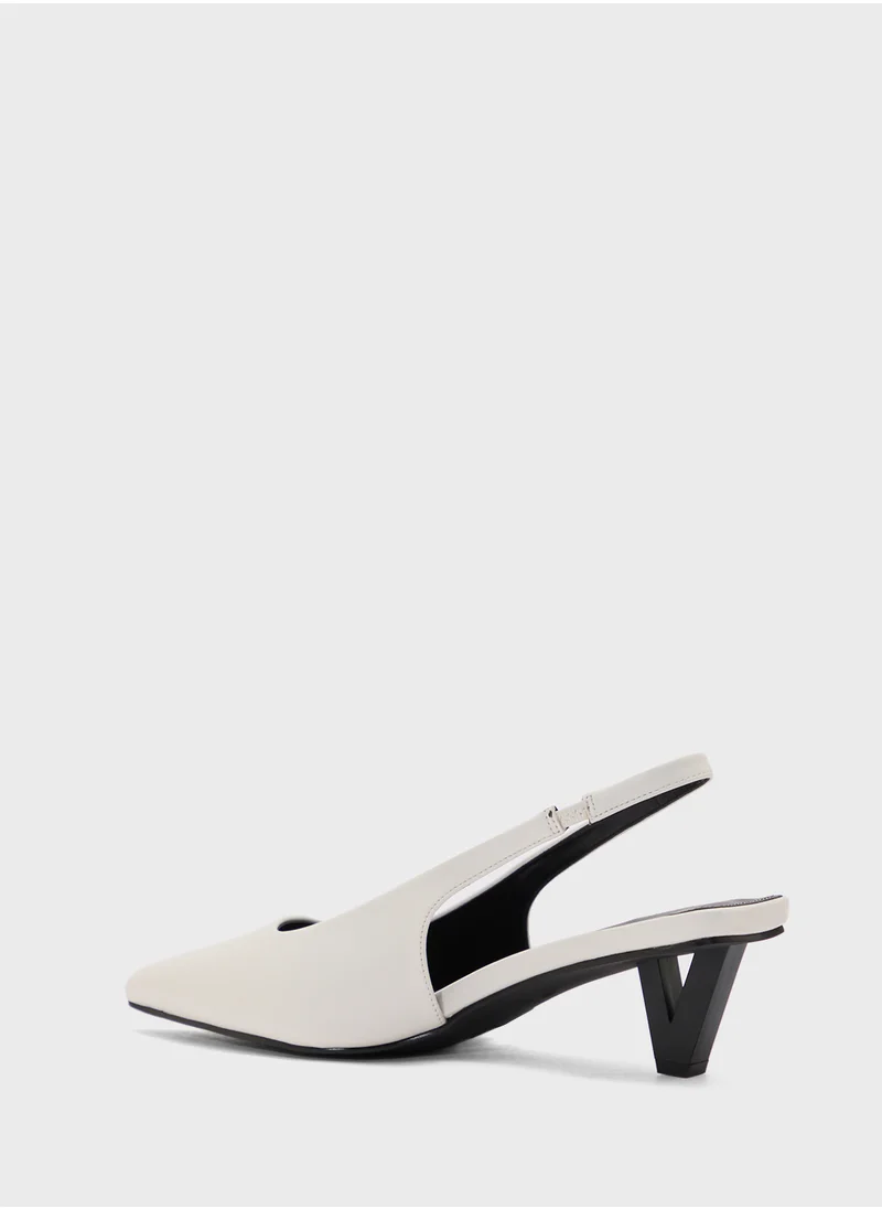 ELLA Interest Heel Pointy Sling Back Pump