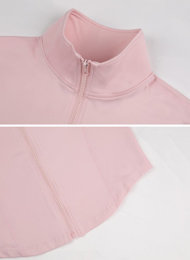Lviefent Womens Lightweight Full Zip Running Track Jacket Workout Slim Fit Yoga Sportwear with Thumb Holes (Pink-M) - Image 5