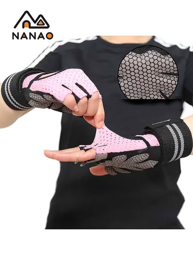 NANAO - Fitness Gloves Gym Weight Lifting Body Building Exercise Workout Riding Half Finger Gloves For Women S - Image 1