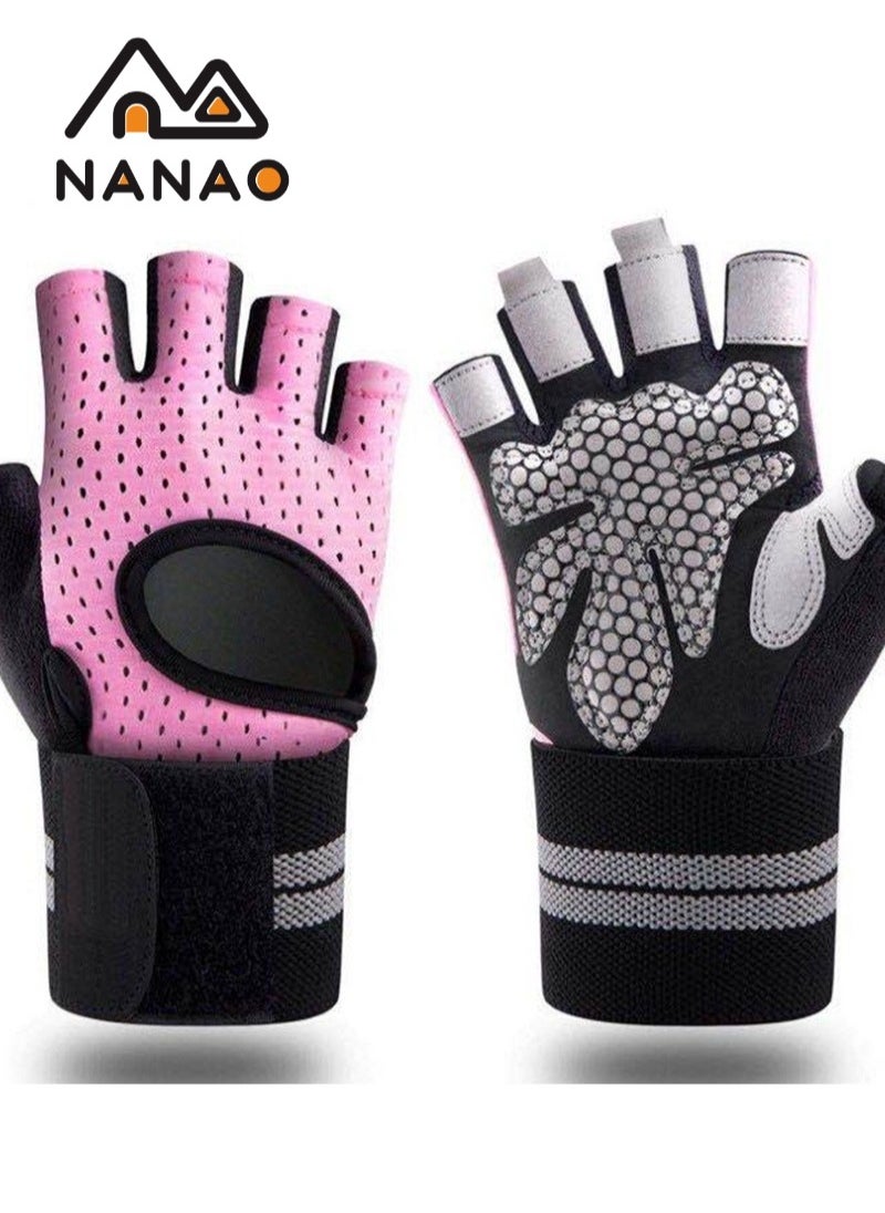 NANAO - Fitness Gloves Gym Weight Lifting Body Building Exercise Workout Riding Half Finger Gloves For Women S - Image 1