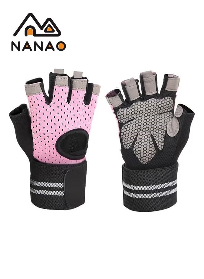 NANAO - Fitness Gloves Gym Weight Lifting Body Building Exercise Workout Riding Half Finger Gloves For Women S - Image 1