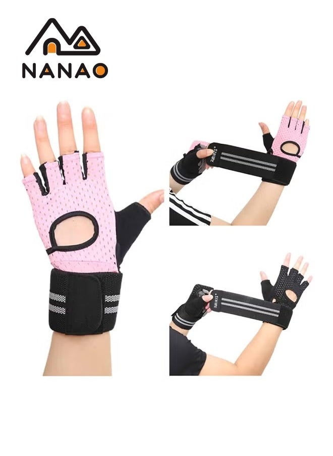 NANAO - Fitness Gloves Gym Weight Lifting Body Building Exercise Workout Riding Half Finger Gloves For Women S - Image 1