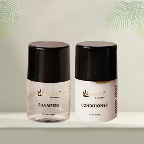 Clayherbs Bulk Hotel Amenities | Toileties For Hospitality | Trvel Size Mini Shampoo and Conditioner | Hotel Shampoo | Nourishing | Biodegradable Shampoo | Supplies for Guests | 30ml Mini Bottle | 25pc Shampoo/ 25pc Conditioner - Image 1