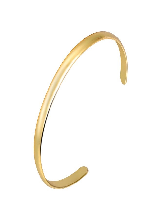 MILAKOO Gold Plated Stainless Steel Cuff Bangle for Women Simple Delicate Adjustable Cuff Layering Jewelry - Image 1
