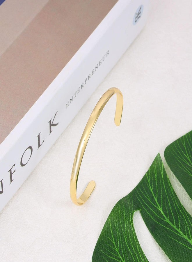 MILAKOO Gold Plated Stainless Steel Cuff Bangle for Women Simple Delicate Adjustable Cuff Layering Jewelry - Image 4
