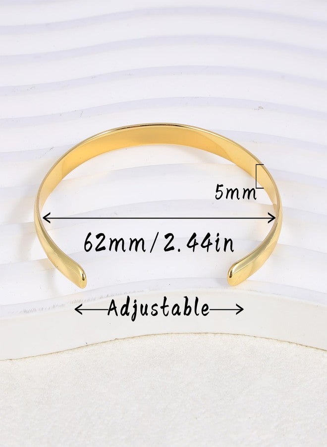 MILAKOO Gold Plated Stainless Steel Cuff Bangle for Women Simple Delicate Adjustable Cuff Layering Jewelry - Image 5