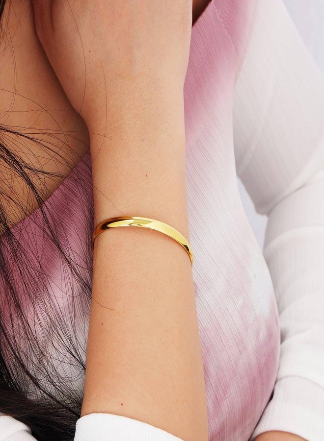 MILAKOO Gold Plated Stainless Steel Cuff Bangle for Women Simple Delicate Adjustable Cuff Layering Jewelry - Image 2