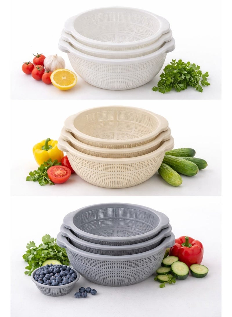 Vegetable/Fruit Drainer Set / Colander Set/ Rice Strainer Set (Set of 4) - Image 3