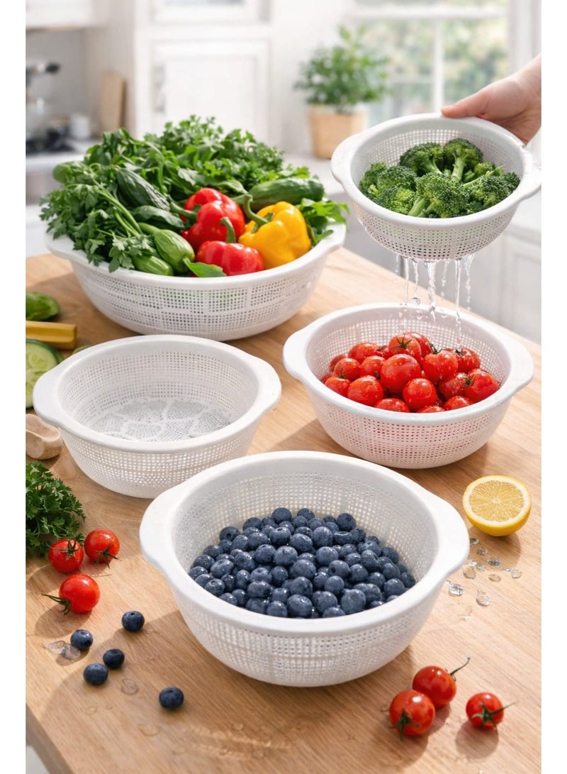 Vegetable/Fruit Drainer Set / Colander Set/ Rice Strainer Set (Set of 4) - Image 4