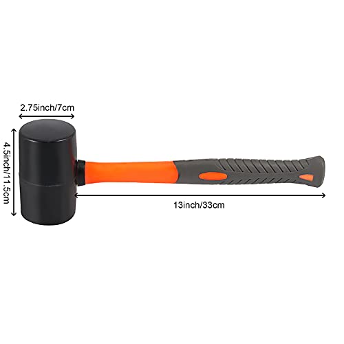 ZOENHOU 2 PCS 32 Oz Black Rubber Mallet Hammer, Solid Rubber Mallet Head with Non Slip Handle, Rubber Hammer for All Projects - Image 2