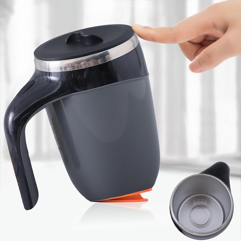 UMAI Anti Fall Tumbler Stainless Steel with Lid & Handle (500ml) | Doubled Walled Insulated Coffee Mug| Leakproof Lid| BPA Free |Insulated Coffee Tumbler for Home, Office | Black-Grey - Image 1