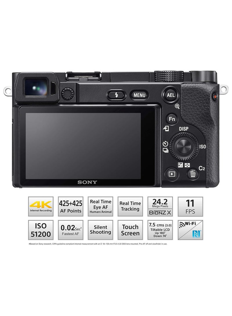Sony Alpha ILCE 6100 24.2 MP Mirrorless Digital SLR Camera Body only | APS-C Sensor | Fast Auto Focus, Real-time Eye AF, Real-time Tracking | 4K Vlogging Camera - Black - Image 2